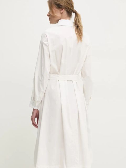 Answear.LAB sukienka bawełniana kolor biały midi rozkloszowana