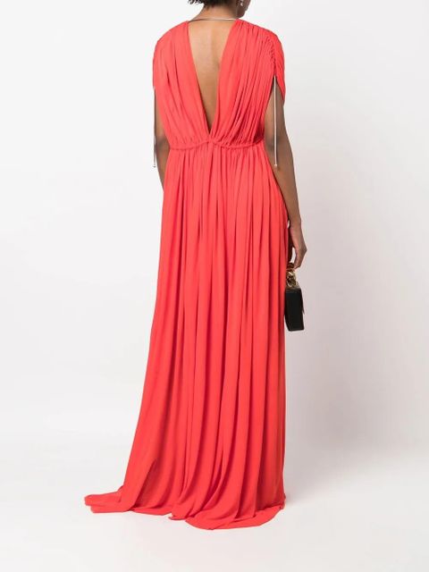 Lanvin V-neck pleated gown - Red - zdjęcie produktu nr 2