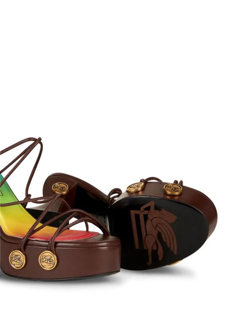 ETRO tie-fastening platform sandals - Brown