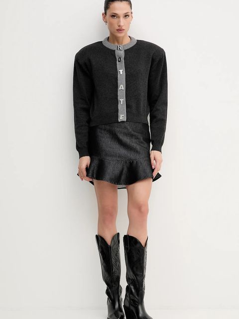 Rotate spódnica jeansowa kolor czarny mini rozkloszowana 114960100