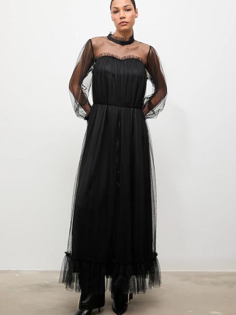 Answear.LAB sukienka kolor czarny maxi prosta