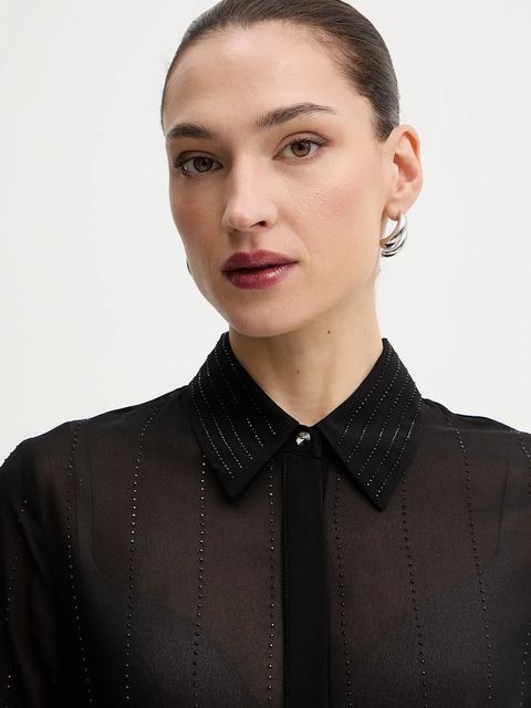 Morgan koszula damska kolor czarny regular z kołnierzykiem klasycznym CIMARO