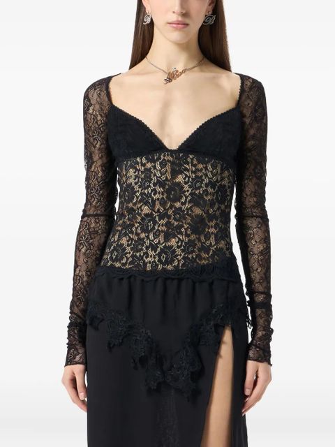 Blumarine lace-bodice top - Black