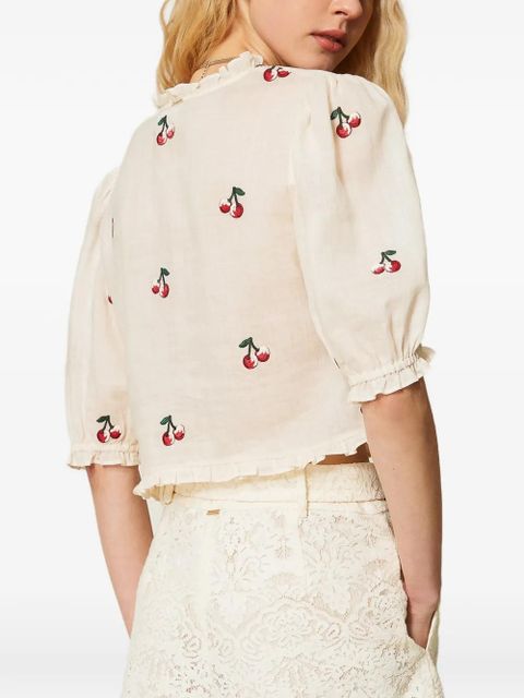 TWINSET lace-embellished belted shorts - Neutrals