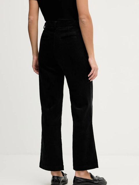 Sisley spodnie damskie kolor czarny proste high waist 49L0LF07U