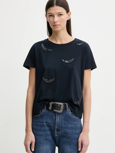 ZADIG&VOLTAIRE t-shirt bawełniany damski kolor granatowy JWTS02821 - zdjęcie produktu nr 1