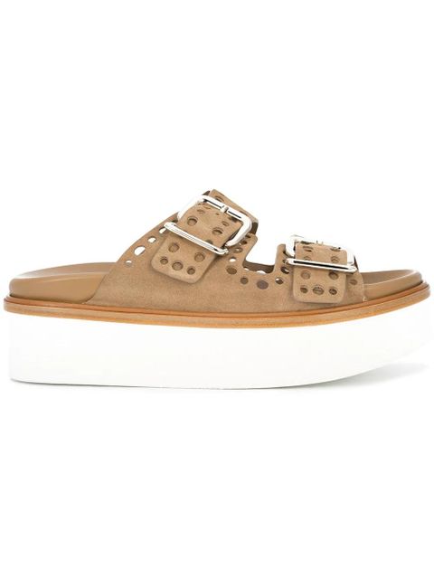 Tod's punched hole double buckle sandals - Brown - zdjęcie produktu nr 1