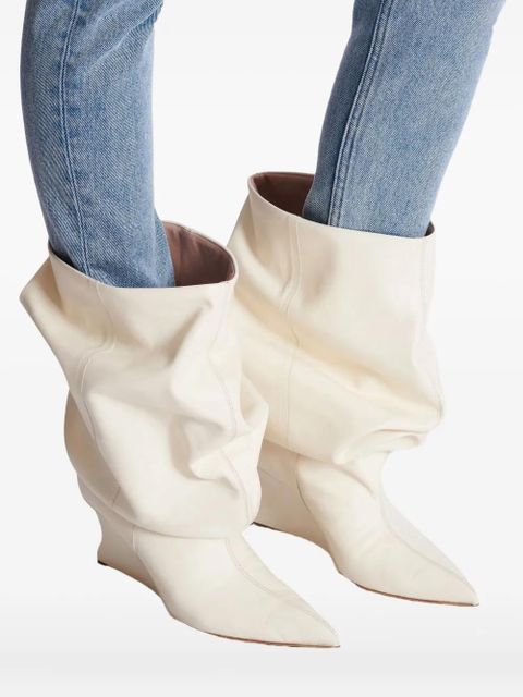 Balmain 75mm slouchy wedge ankle boots - White