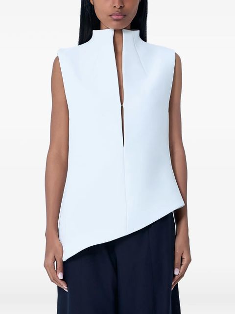 KHAITE asymmetric hem collared top - White - zdjęcie produktu nr 1