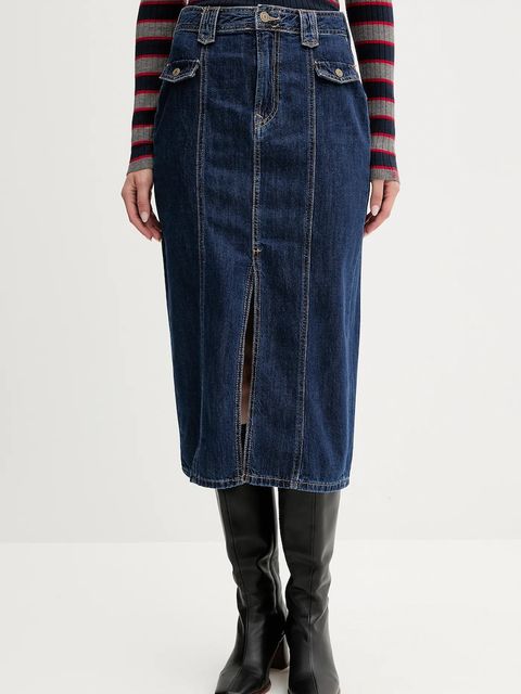 Pepe Jeans spódnica jeansowa kolor niebieski maxi prosta PL9011869 - zdjęcie produktu nr 1