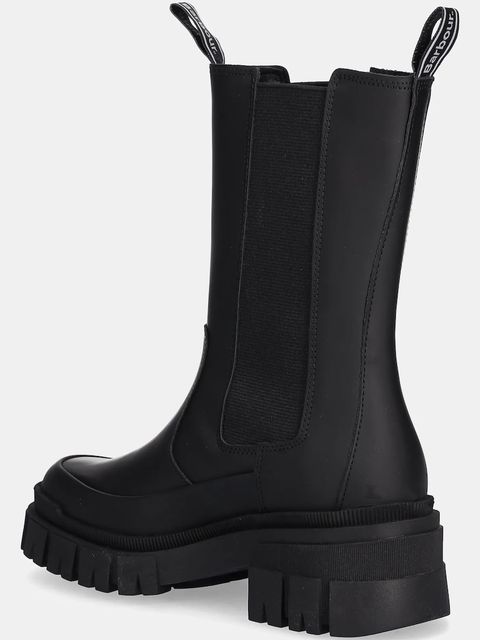 Barbour sztyblety skórzane Sidneigh damskie kolor czarny na platformie LFO0785BK31