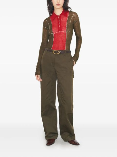 Tory Burch colour-block wool polo shirt - Green - zdjęcie produktu nr 2