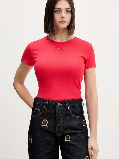 Tommy Jeans t-shirt damski kolor czerwony DW0DW17383 - zdjęcie produktu nr 1