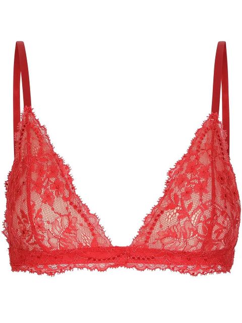 Dolce & Gabbana chantilly-lace triangle bra - Red - zdjęcie produktu nr 1