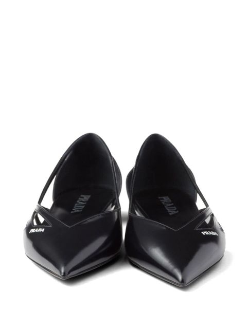 Prada leather cut-out ballerinas - Black