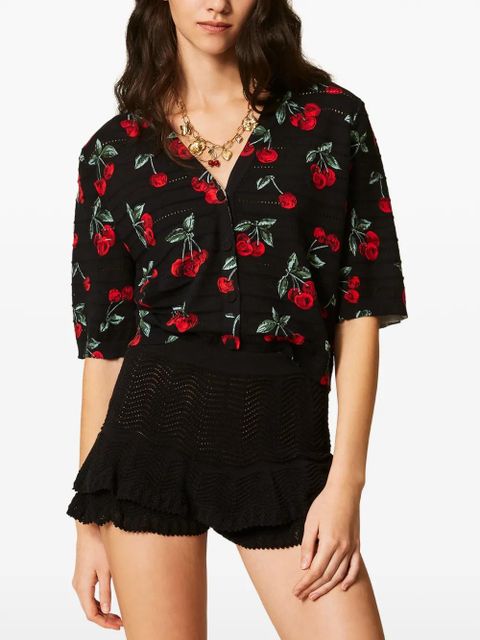 TWINSET knitted ruffled shorts - Black