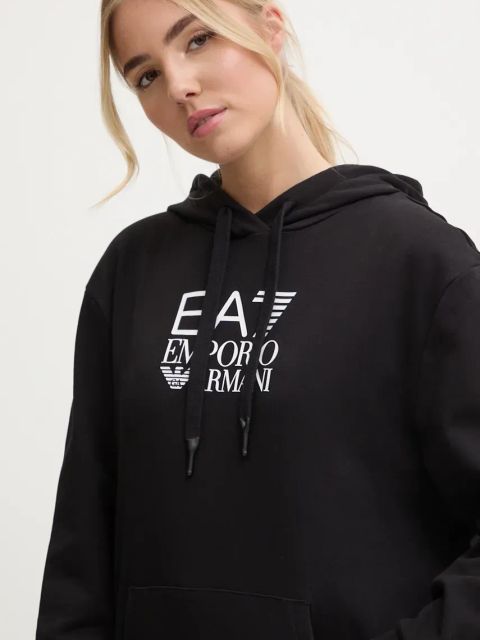 EA7 Emporio Armani bluza damska kolor czarny z kapturem z nadrukiem TJZCZ.6DTM13