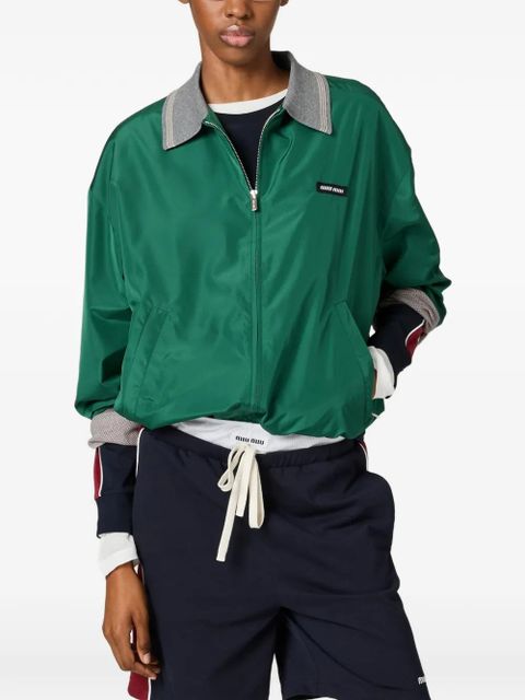 Miu Miu ribbed knit zip bomber jacket - Green