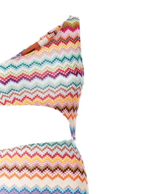 Missoni one-shoulder zigzag-pattern beach dress - Pink - zdjęcie produktu nr 2