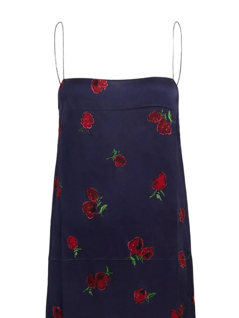 KHAITE Sicily floral-print slip midi dress - Blue - zdjęcie produktu nr 2