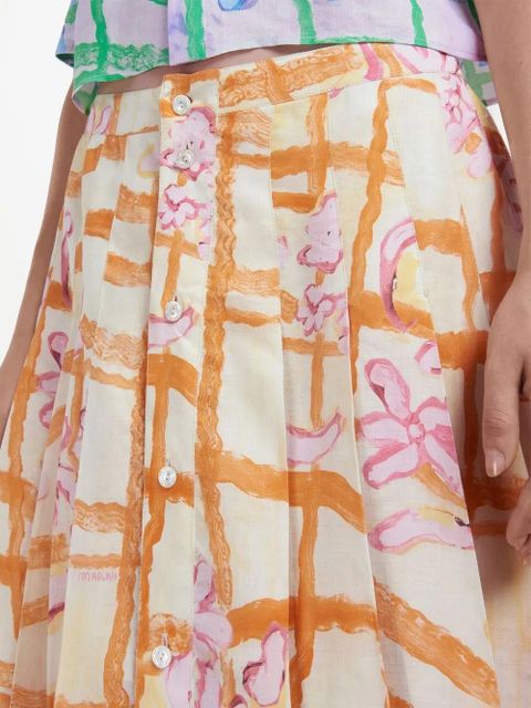 Marni painted floral-print skirt - Neutrals