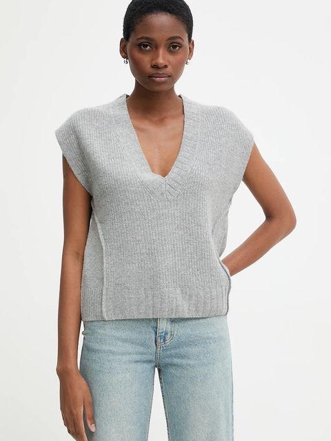 United Colors of Benetton kamizelka z dodatkiem wełny damski kolor szary 126WD4033 - zdjęcie produktu nr 1