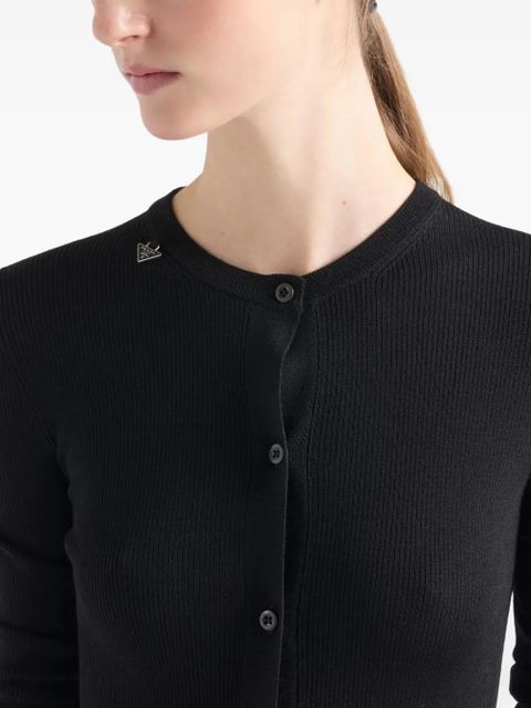 Prada button-up ribbed cardigan - Black