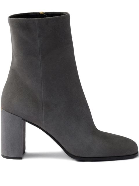Prada 85mm suede block-heel boots - Grey - zdjęcie produktu nr 1