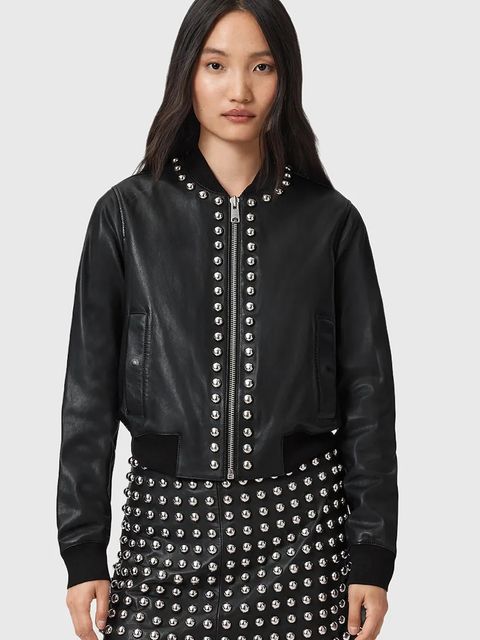 AllSaints kurtka skórzana ORTEN kolor czarny przejściowa W032LD