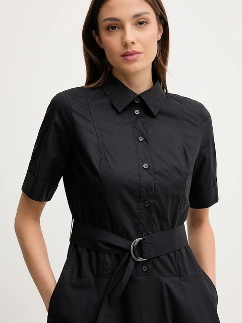 Dkny sukienka bawełniana kolor czarny midi rozkloszowana DJ5D9065