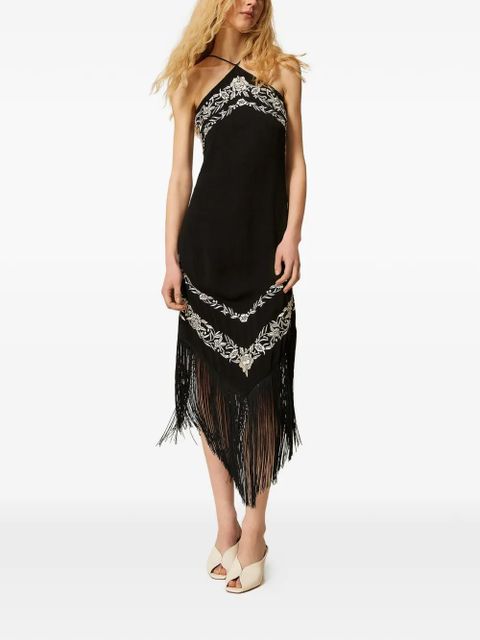 TWINSET flower-embroidered midi dress - Black - zdjęcie produktu nr 1