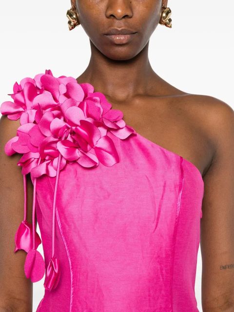 Aje floral-embellished one-shoulder mini dress - Pink