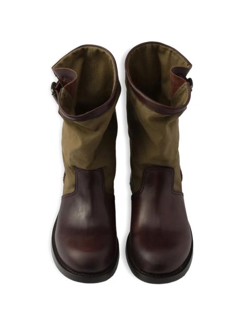 Prada leather and canvas boots - Brown