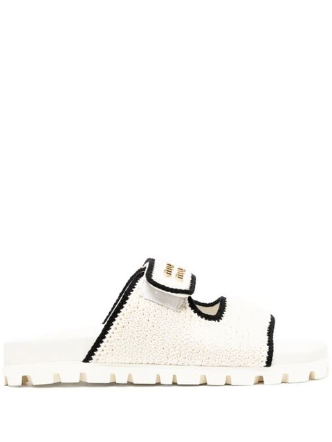 Miu Miu logo-plaque touch-strap slipers - White - zdjęcie produktu nr 1