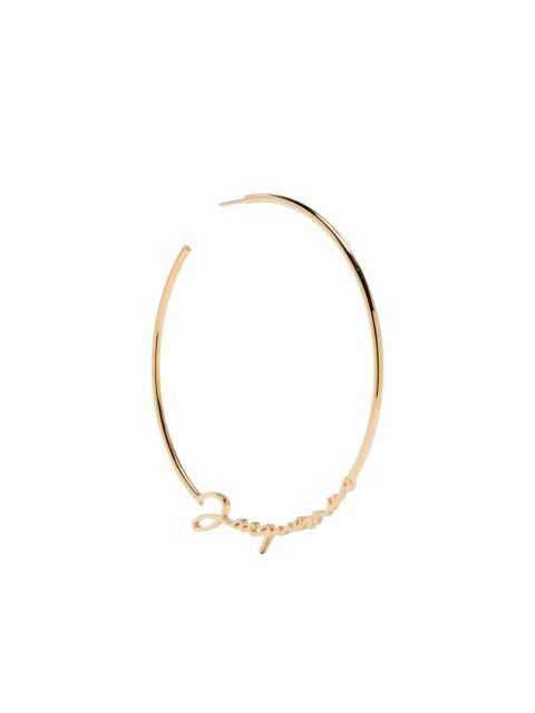 Jacquemus logo-lettering hoop earrings - Gold - zdjęcie produktu nr 1