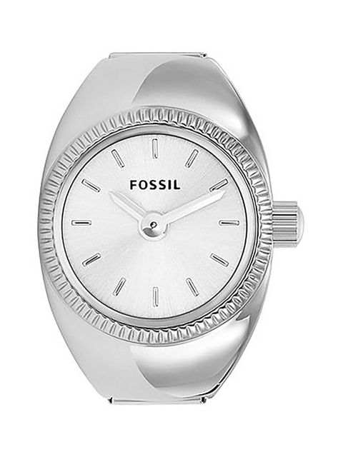 Fossil zegarek w formie pierścionka damski kolor srebrny