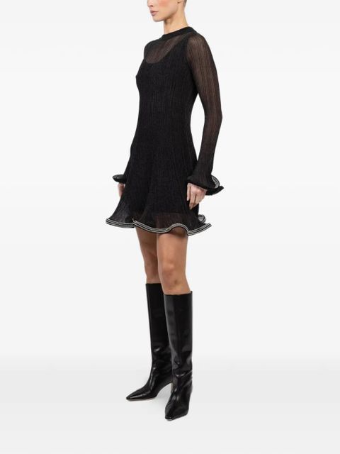Simkhai ruffled long-sleeve mini dress - Black