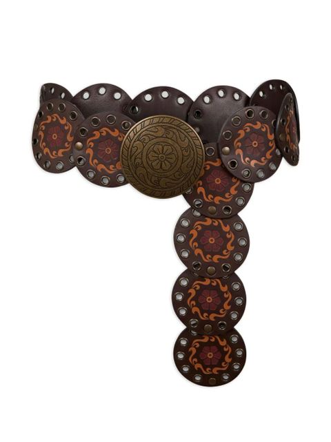 ETRO print studded leather belt - Brown - zdjęcie produktu nr 1
