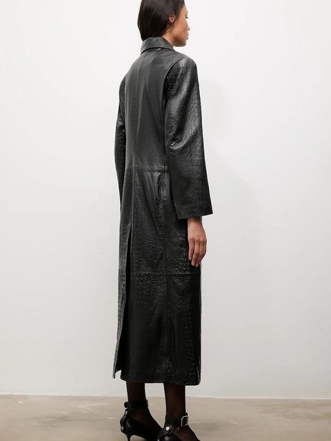 Answear.LAB płaszcz skórzany kolor czarny