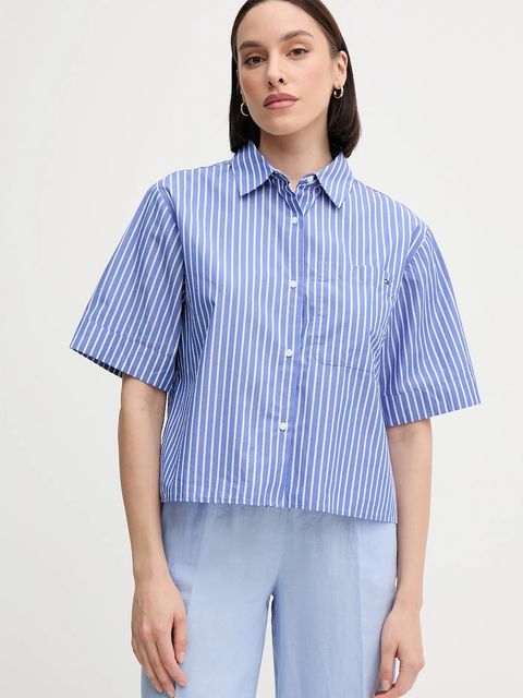 Tommy Hilfiger koszula bawełniana damska kolor niebieski relaxed z kołnierzykiem klasycznym WW0WW44717 - zdjęcie produktu nr 1