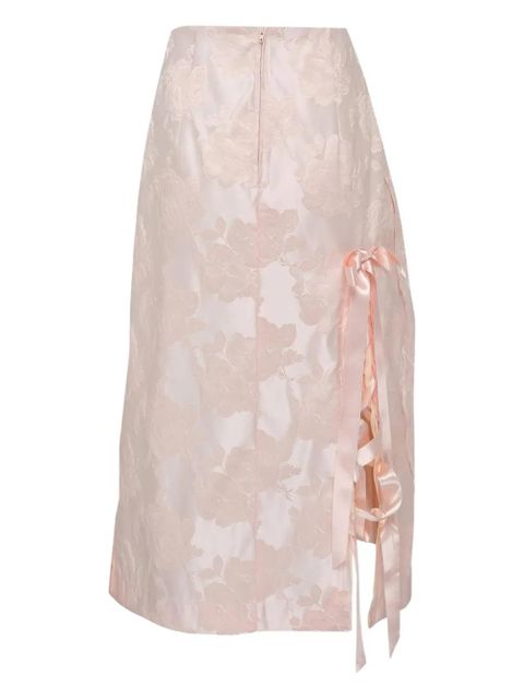 Simone Rocha Unraveling bow-detail brocade midi skirt - Pink - zdjęcie produktu nr 2