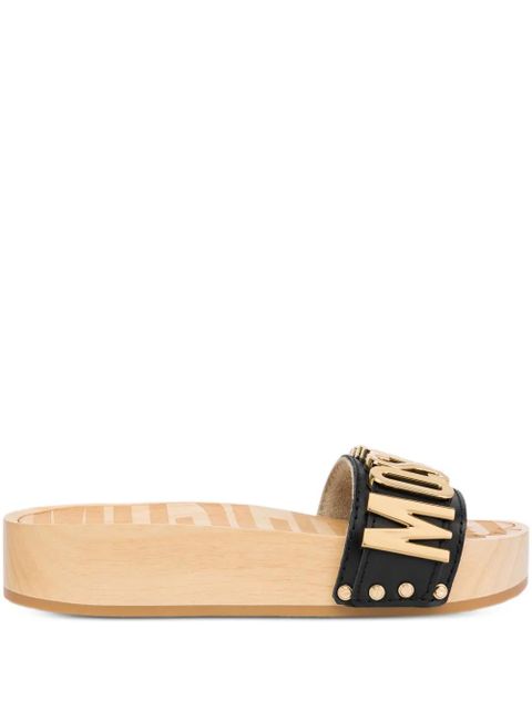 Moschino logo-lettering mules - Black - zdjęcie produktu nr 1