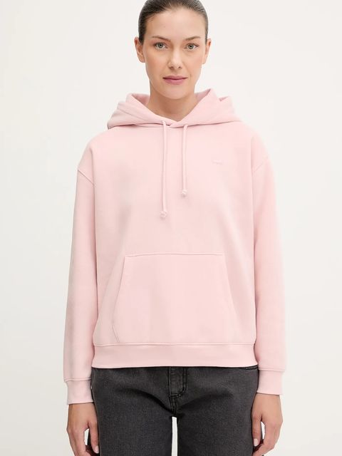 Levi's bluza damska kolor różowy z kapturem gładka A5943 - zdjęcie produktu nr 1