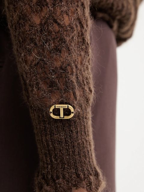 Twinset sweter z dodatkiem moheru damski kolor brązowy lekki 252TT3200 - zdjęcie produktu nr 2