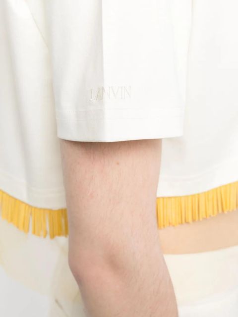 Lanvin fringed cropped T-shirt - Neutrals