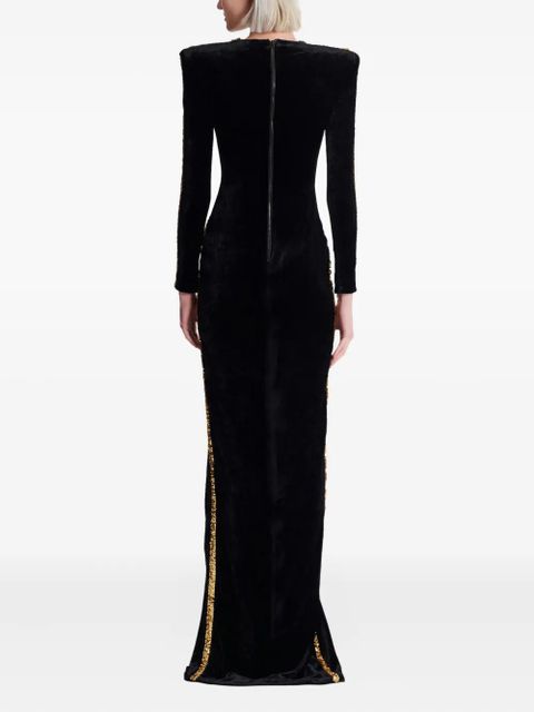 Balmain embellished velvet maxi dress - Black
