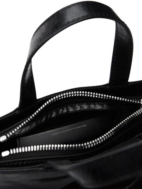 Alexander Wang mini Punch logo-embossed leather tote bag - Black