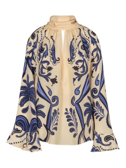 Johanna Ortiz Ritmo Sol ruffled printed blouse - Neutrals - zdjęcie produktu nr 1