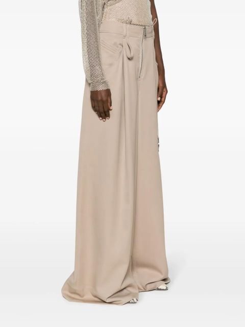 The Attico embellished wide-leg wool trousers - Brown