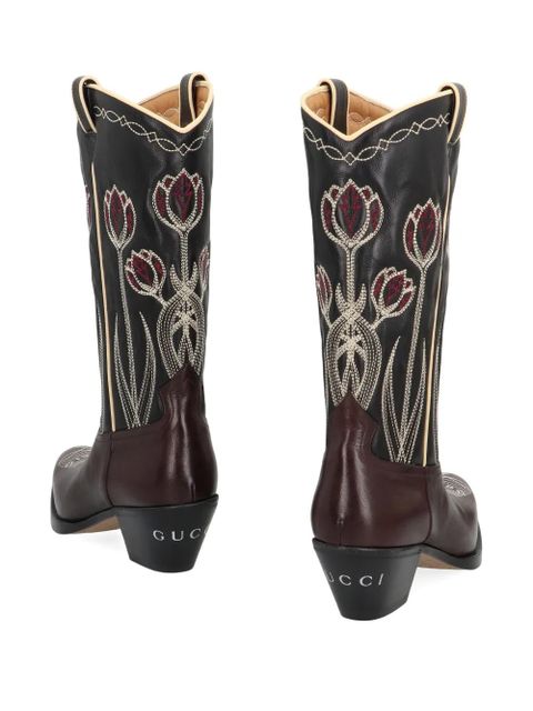 Gucci 45mm embroidered cowboy boots - Black